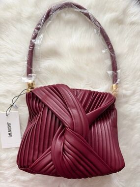 New! Jason Wu Wine Pleated Knot Shoulder Bag